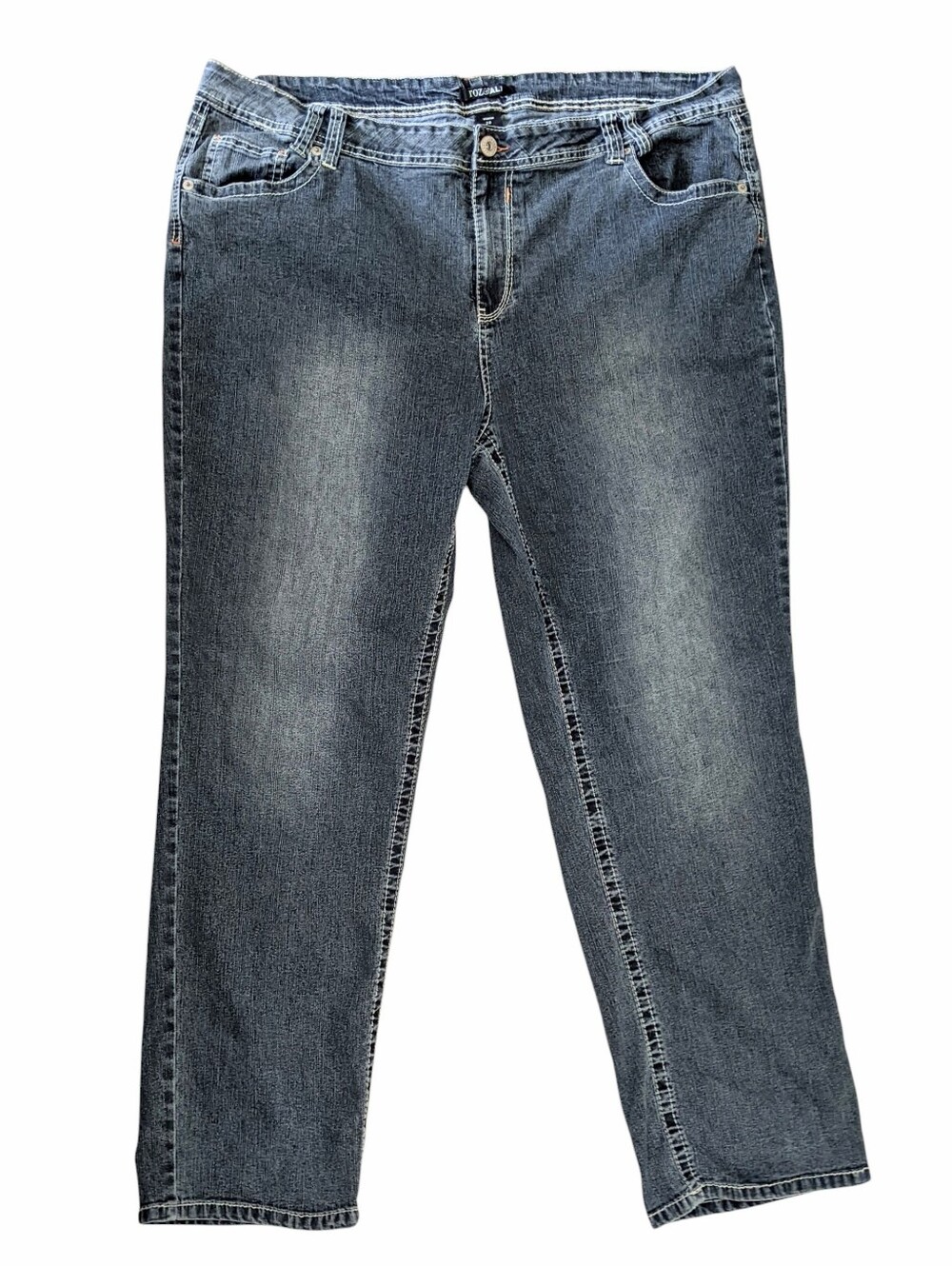 Roz & Ali High Rise Jeans  5 Pocket Contrast Stitching Women Size 24
